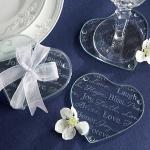 good wishes heart glass coasters